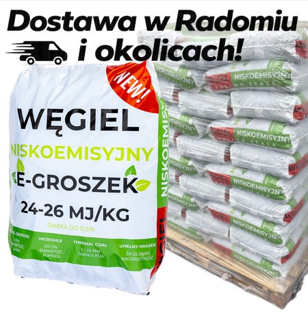 E-Groszek Węgiel Niskoemisyjny 1000kg (tona) Dostawa Lokalna
